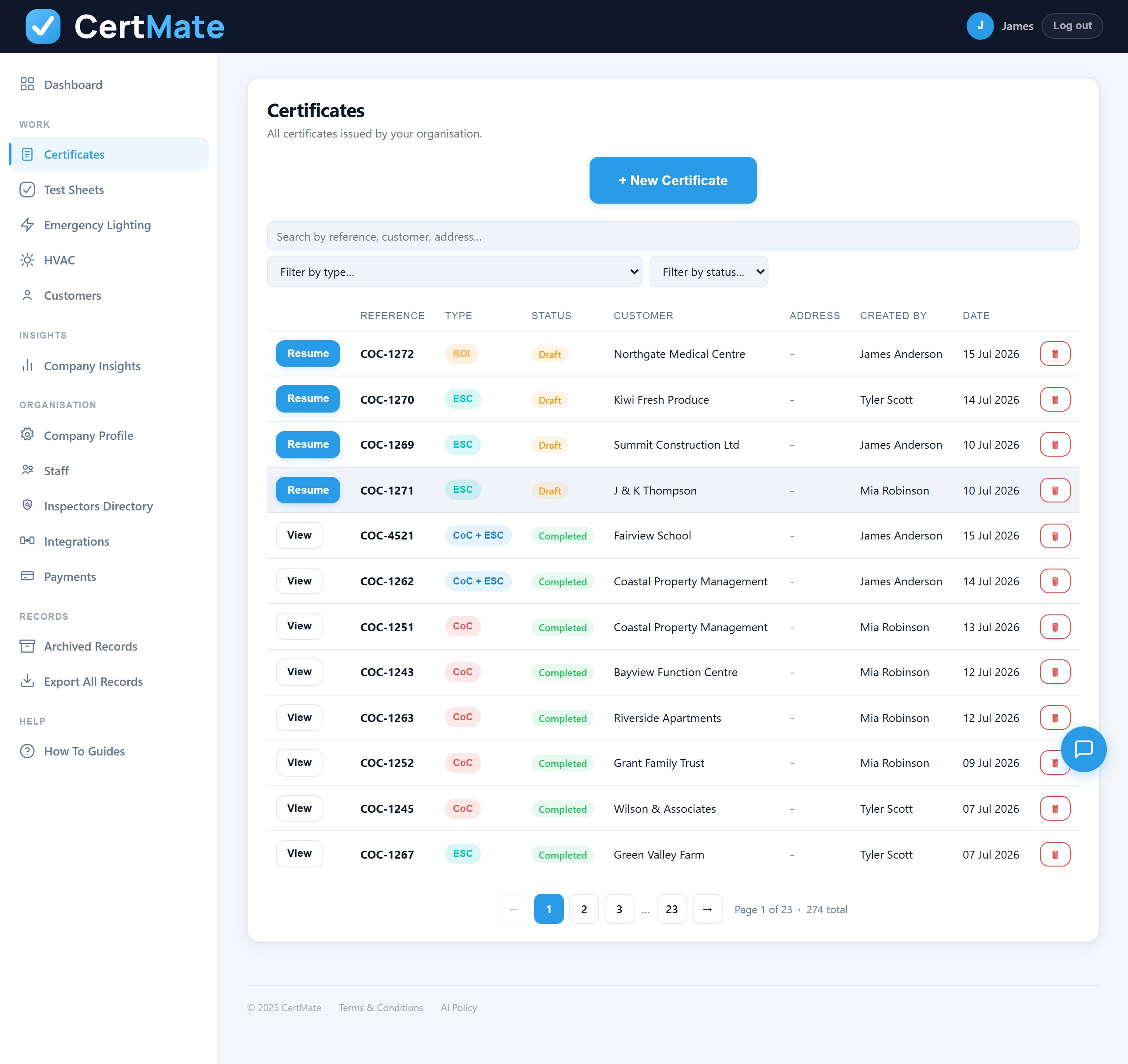 Certificate storage and search in CertMate
