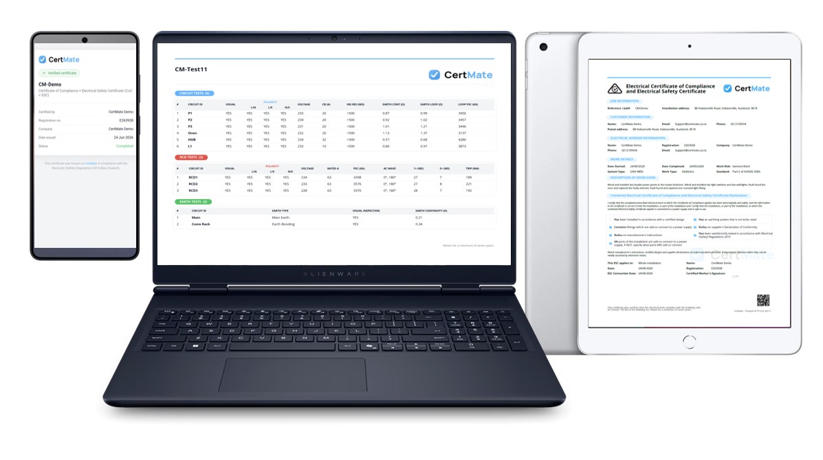 CertMate on phone, laptop and tablet