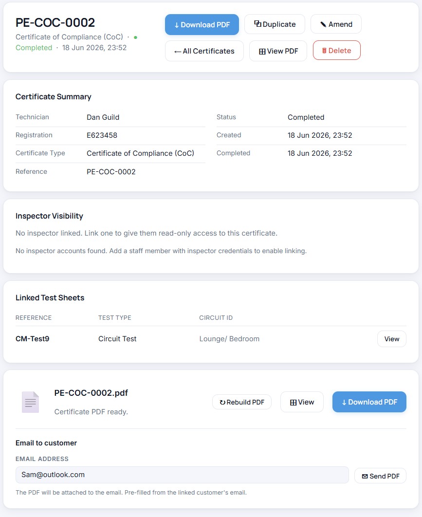 CertMate certificate confirmation screen